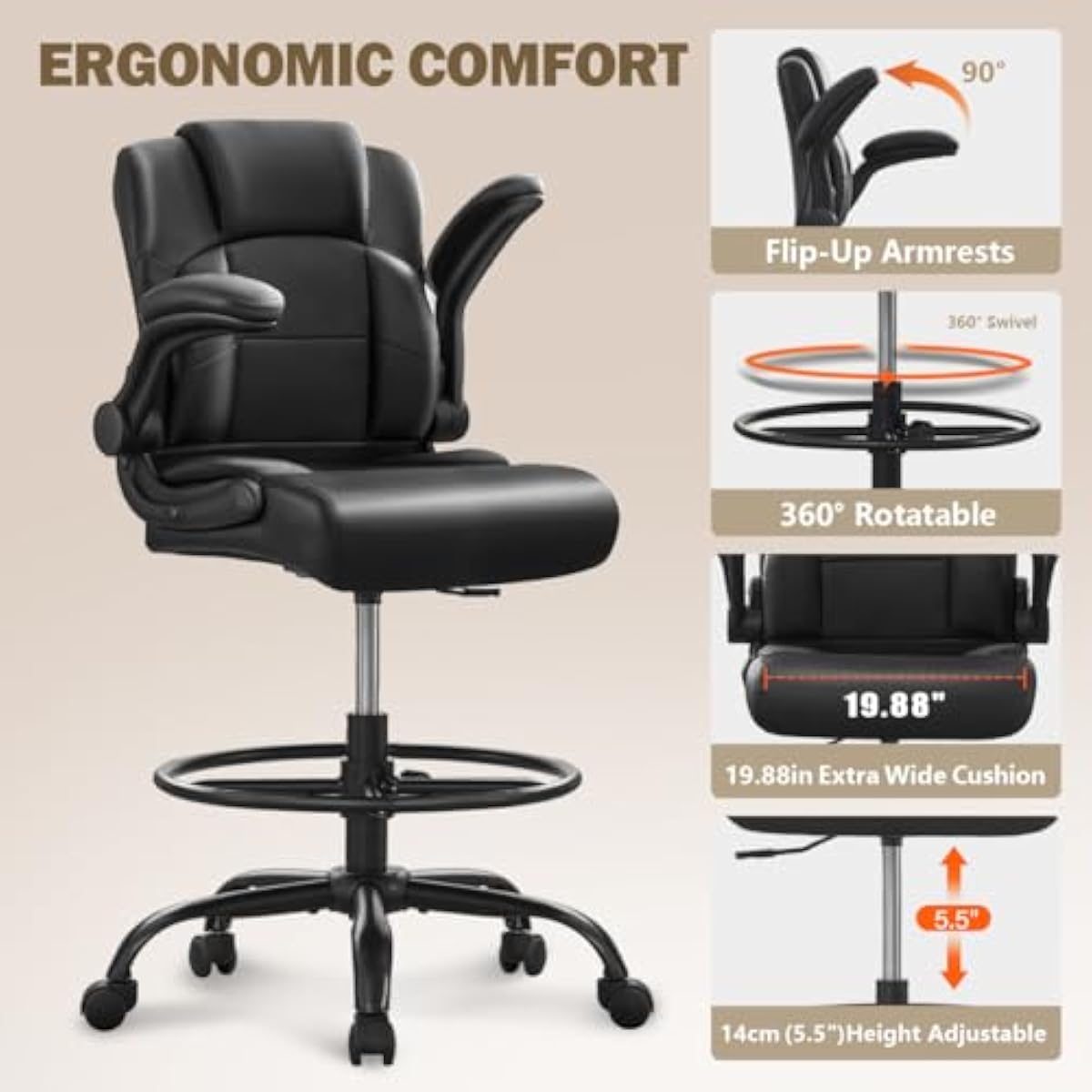 Taburete Ergonómico Alto para  - Standing Desk reseña y precio